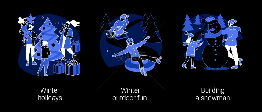 冬季娱乐抽象概念矢量插图图片