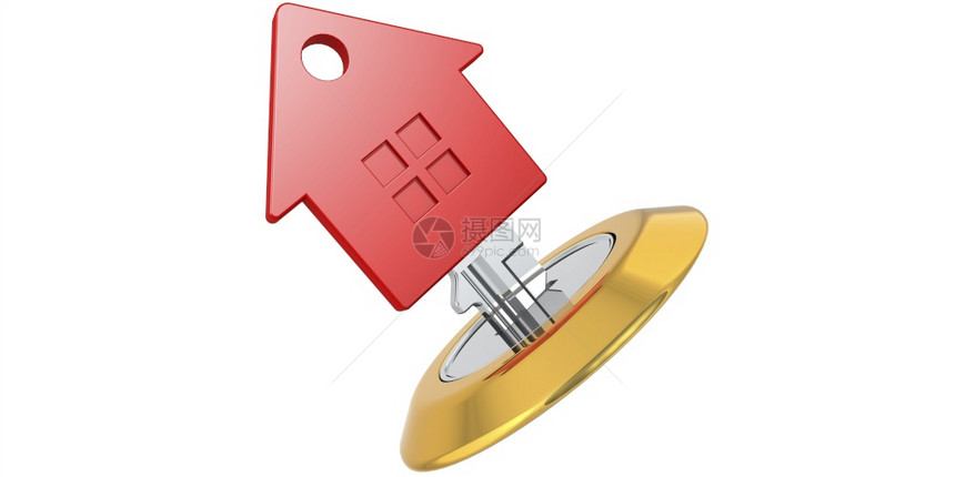 红房子锁的钥匙3D翻接图片