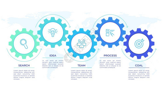 连接进步GearsInfiflogsCoghours传输连接机械工程技术进步商业介绍启动矢量概念Cog轮接连横幅渔具信息图示Inflog插画