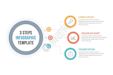 包含三个步骤或选项工作流程图矢量eps10插图图片