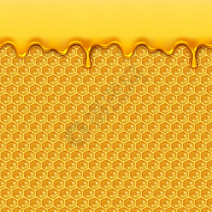 金色蜂窝背景液体蜂蜜模式窝和滴糖浆天然黄色产品无缝病媒背景蜂窝模式和黄色蜜滴水流说明蜂窝和滴糖浆天然黄色产品无缝病媒背景插画