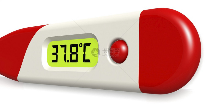 红色数字医疗温度计加热3D转化图片
