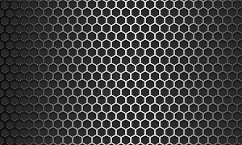 黑色网格素材六边网形设计3D投影的金属纹理图案背景