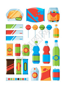 设计素材香囊饮料薯片棒棒糖图标集插画