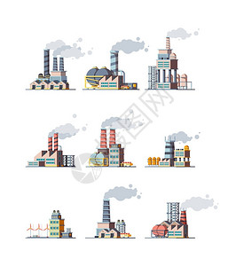 污染图标工厂建筑图标集插画