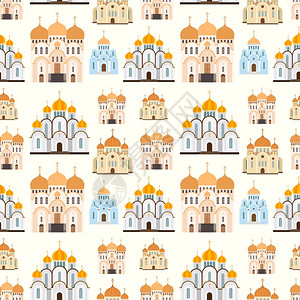 钟形花序天主教堂和正统修道院图示东正教堂图示插画