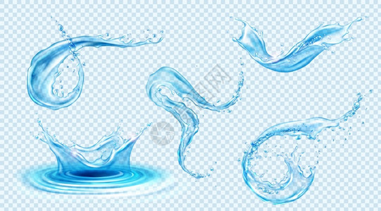 蓝色气泡3d写实浪花水波纹涟漪插画