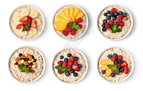 以白色背景隔离的水果和浆制成的燕麦以白色背景隔离的水果和浆制成的燕麦图片