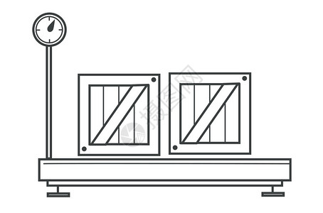 体秤电子数字货物加权器测量装置包件货物和产品重量体插画