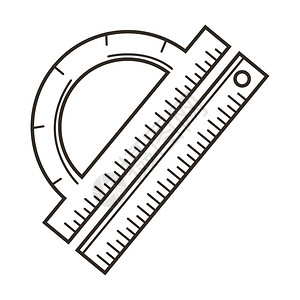 半圆尺素材直尺和量角器插画