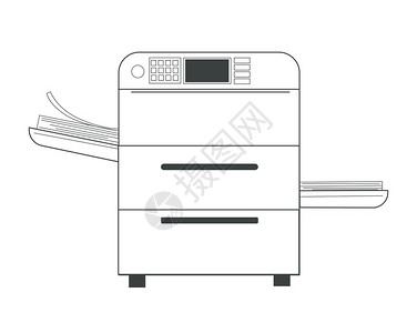 打地鼠机办公室多功能打印机或复和或和纸张孤立物体矢量电子激光复印机设备刷工作室文书平面印刷技术文件打机或复和纸面文件插画