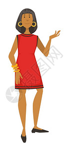 穿着红裙子的女士卡通矢量插画图片