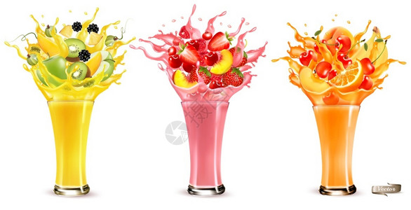 卡通水果果汁矢量元素图片
