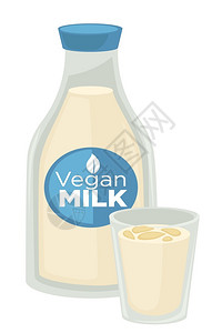大豆新鲜牛奶瓶卡通矢量插画插画