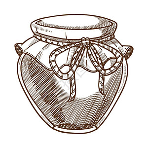 单色线稿罐中的蜂蜜矢量元素背景图片