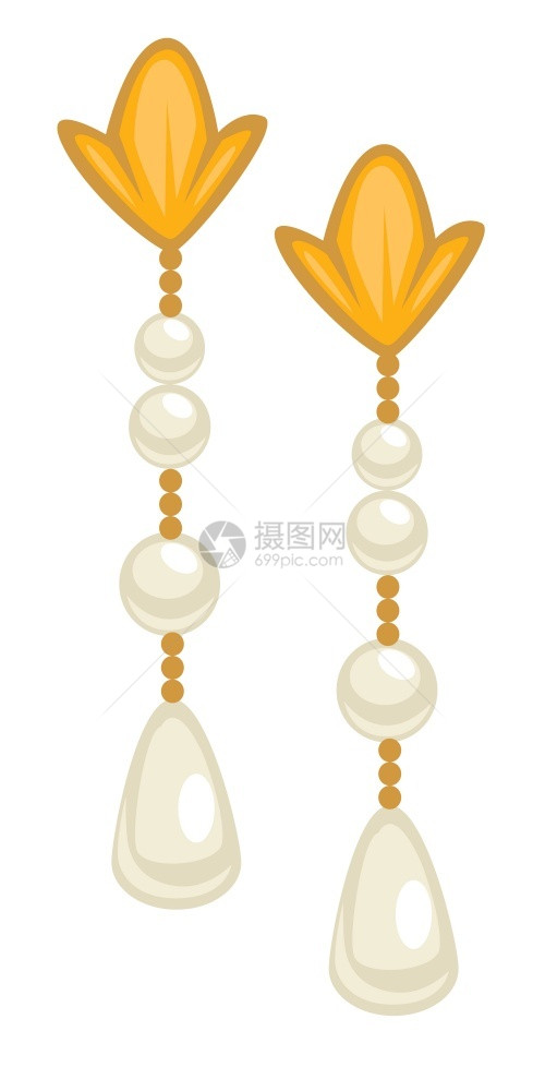 50年代的时装抛落形状链子上的球耳装饰金匠产品女设计昂贵的礼物1950年代时装耳环金和珍珠的女饰金和珍珠的女饰图片