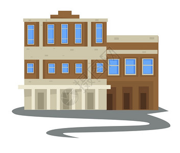 1940年代的旧公寓楼或穆尔蒂古屋城市或公共建筑矢量Retro砖结构40斯风格设计地层房间或公寓的拱门历史1940年代古老的公寓插画