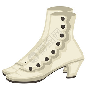 山羊皮190年的旧式时装设计老风格女附属品衣物或服装时或稀有品味190年的时装鞋女或带纽扣的靴子插画