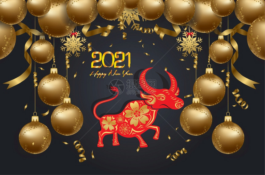 201年新快乐传统的牛卡通字符Zodiac牛的新年201图片