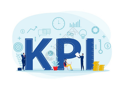 Kpi组织主要业绩指标字词母缩写类型矢量插图图片
