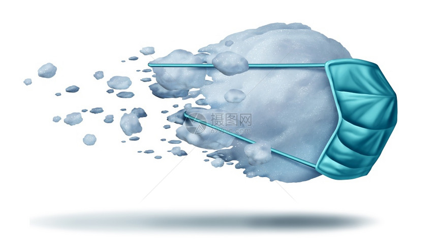 冬季保健作为雪球带有面罩概念作为医疗和疾病预防的冷雪球符号作为医疗设备用3D插图来预防疾病图片