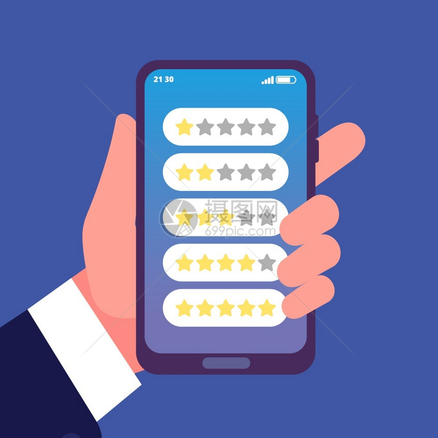 电话评级尺度手持智能机反馈或审查恒星矢量概念说明反馈评级服务价和审查图片