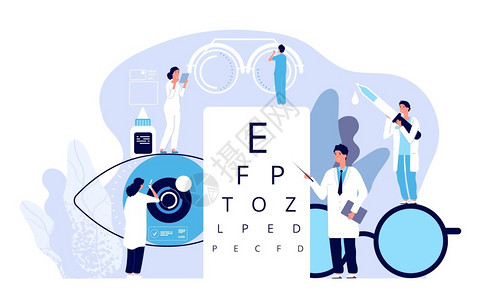 验光师眼科概念医生检查病人的视力眼科医生检查视力科医生检查视力科医生检查插画