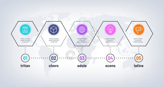尖角流程背景行程时间表带有5个步骤的流程图带有5个步骤的业务流程图带有数字的商务选项流程图增长时间表工作流程矢量图表演示说明图表和流程旅时间插画