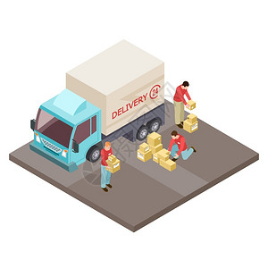 移动卡车24小时送货服务和移动器等量矢概念交付服务卡车运输和装载器说明24小时送货服务和移动器等量矢概念插画