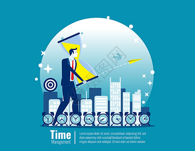 商业时间管理矢量概念说明有时钟的商业解决办法规划和战略插画