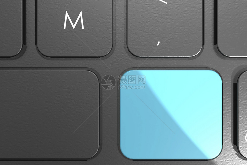 3D转换键盘上的蓝空白按钮图片