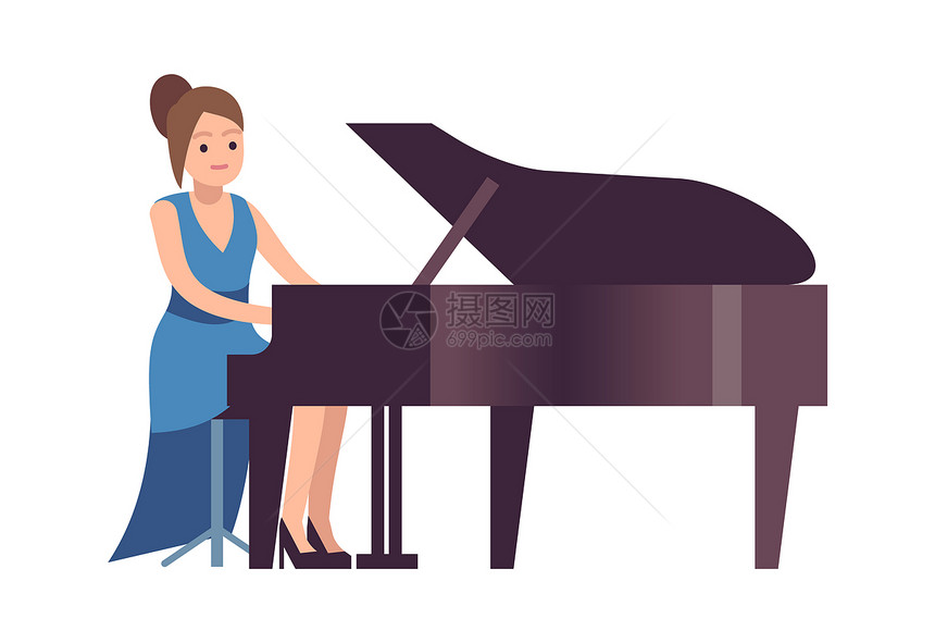 弹钢琴的女孩图片
