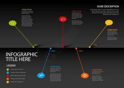 带小滴泡针的多彩矢量信息时间表报告模板暗版图片