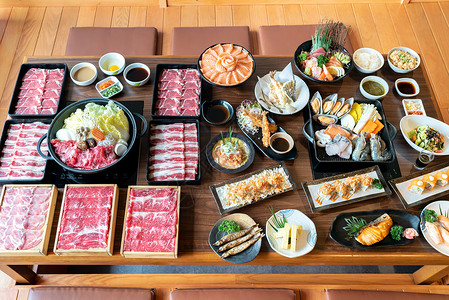 日食牛肉苏家基准备用各种日本美食烹饪高清图片