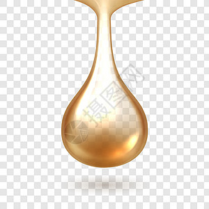 金色水滴漂浮滴落的金色液体插画