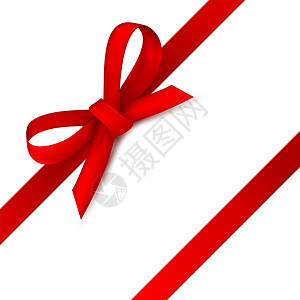红丝带装饰礼物贺卡背景矢量插图高清图片