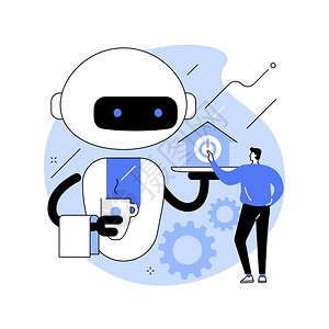机器人服务员家庭机器人技术抽象概念矢量图插画