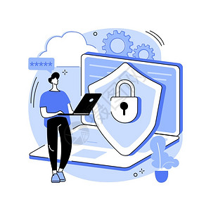 信息安全等级保护信息安全软件抗解决方案网络安全公司数据保护抽象比喻网络安全软件抽象概念矢量说明插画