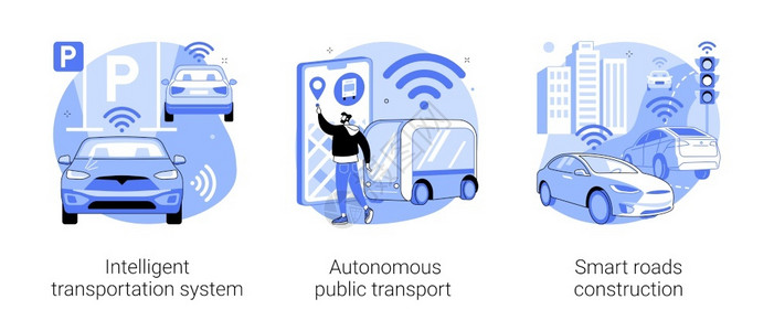 公路铁路智能城市技术抽象概念矢量图插画