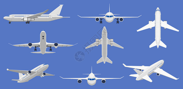 国际货运代理飞机前侧和顶部飞机客或货运服务飞孤立的病媒说明航空或旅行概念飞机孤立的病媒说明插画