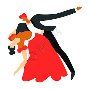 穿晚礼服的女人舞者蹈夫妇古典厅伴孤立的人物矢量探戈表演晚礼服男和穿裙子的女人比赛或表演地板舞台表演跳探戈孤立的人物插画
