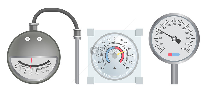 压力率指标家庭供暖系统尺度测量工具拨号热和冷温度箭头数字压力尺度或温计供暖系统拨号孤立图标图片