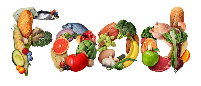 食物符号如新鲜成分蔬菜水果以文字形式成图片