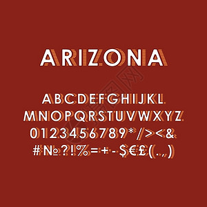 亚利桑那州3D矢量字母组Retro粗体字Pop艺术标准字母组旧学校风格的字母数符号包908s创作型字板设计模Arizona年老3背景图片