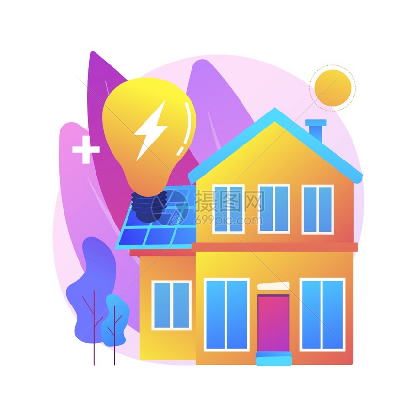 能源之家抽象概念矢量说明零能源建筑低被动房屋建筑业效率家庭可再生能源抽象隐喻之家抽象概念矢量说明图片