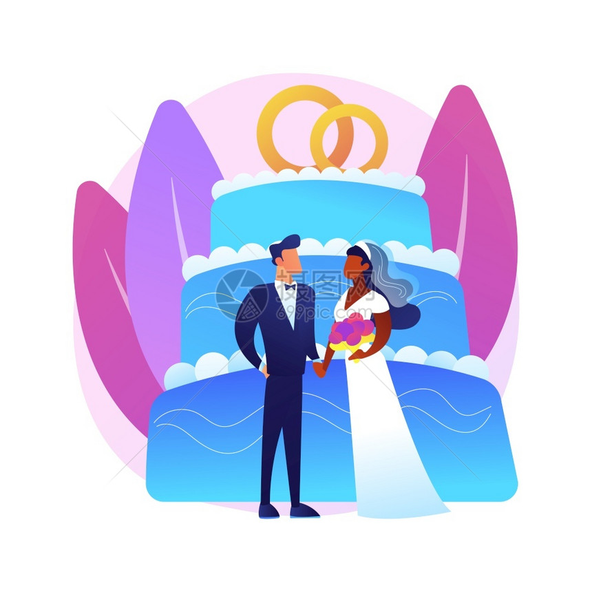 混合婚姻抽象概念矢量说明种族间婚姻不同种族和宗教幸福的多种族家庭混合夫妻结婚日戒指传统抽象比喻混合婚姻抽象概念矢量说明图片