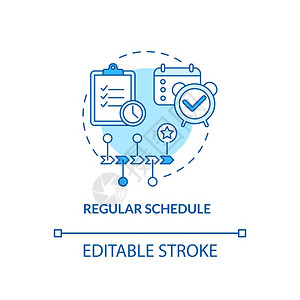 常规调度计划概念图标用于简化SAD理念的细线插图提示实现个人和职业目标规划活动矢量孤立大纲RGB彩色绘图可编辑中风常规调度计划概背景图片