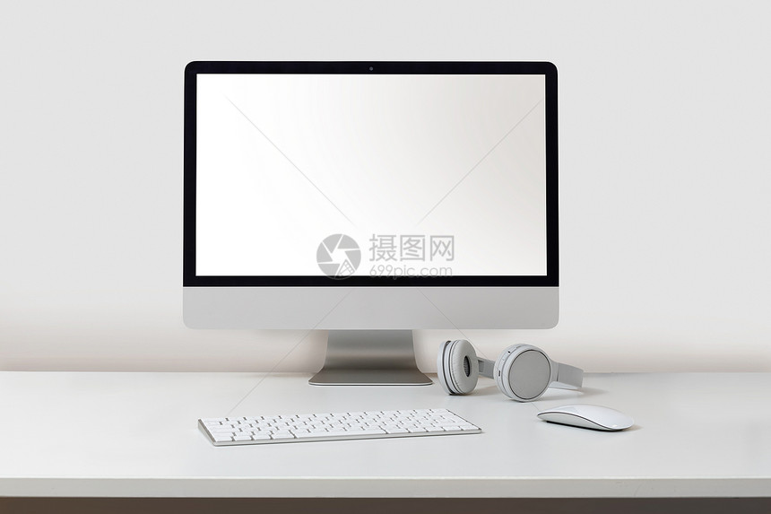 白色背景的台式计算机PC白色的台式计算机图片