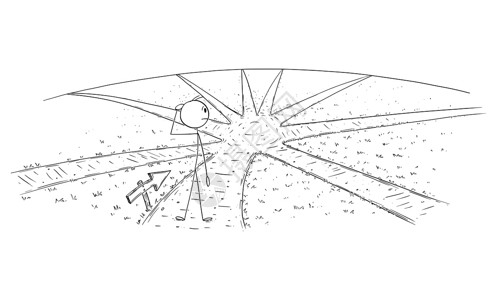 瓦雷蒂矢量卡通插图说明人或商站在十字路口上选择成功之路决定去哪里矢量卡通说明人或商站在十字路口和选择成功之路上插画