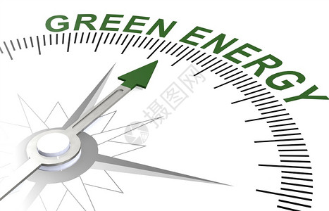 白罗盘上的绿色能源字词图片